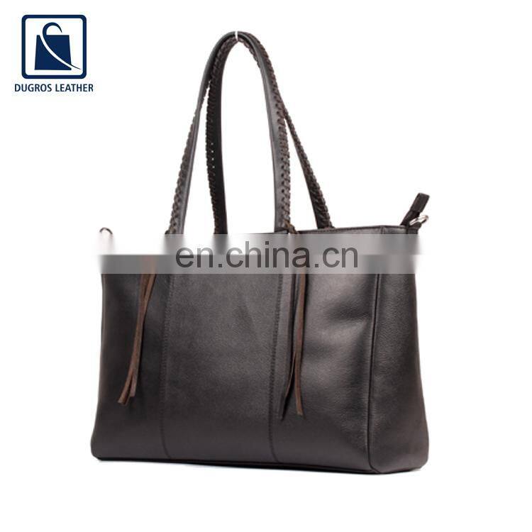 Exporting Finest Quality Shiny Silver Fittings Zipper Closure Type Cotton Lining Material Genuine Leather Women Handbag