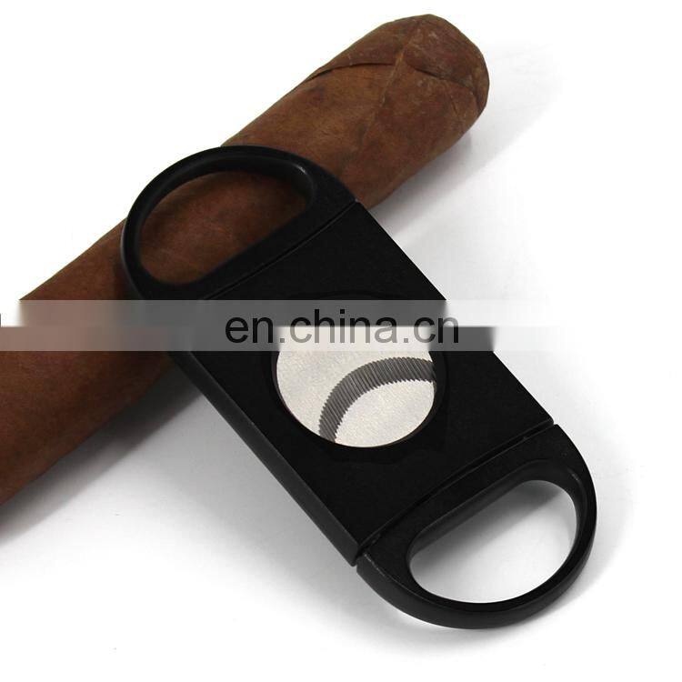 Wholesale Plastic Stainless steel double blade free logo toothing serration hackly zigzag sawtooth wave jagged cigar cutter