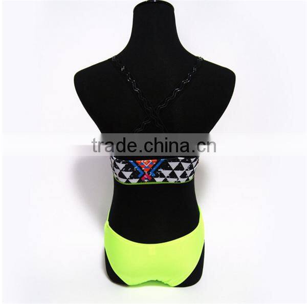 2016 New Sexy High Neck Bandage Swimwear Ladies Push Up Swimsuit Bikini Set