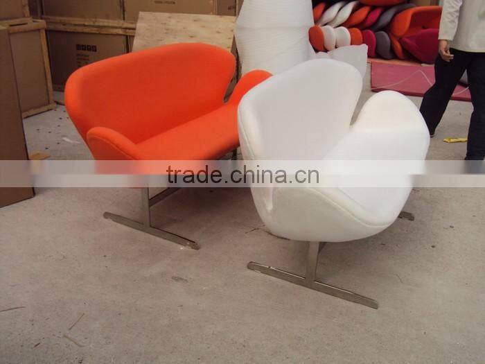 replica classic fiberglass material fabric/genuine leather double position/2 seater swan sofa desined by Arne Jacobsen