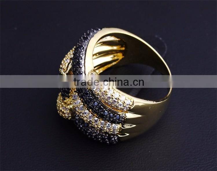 Wholesale Jewelry Smart Chunky Style Look Cubic Zirconia Black White CZ Party Ring