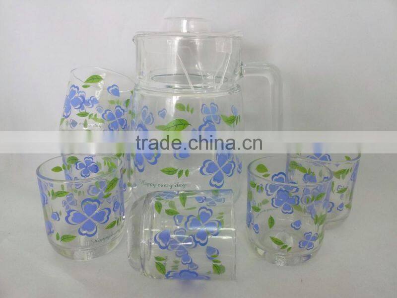 CE/EU/FDA/SGS HIGH QUALITY GLASS 7PCS GLASS WATER SET,DRINKING WATER GLASS SET,GLASS WATER JUG SET