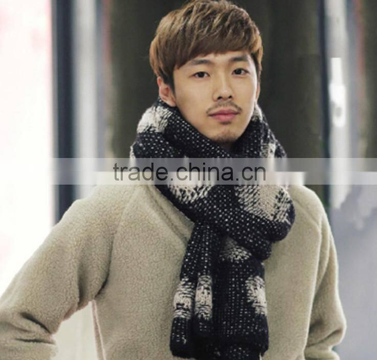 Korean Fashion Patch Winter Kintted Man Scarf