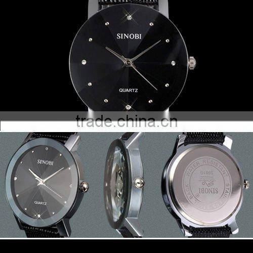 WM020 New Mens Unisex Black Dial Classic Value Leather Band Fashion Quartz Wrist Watch