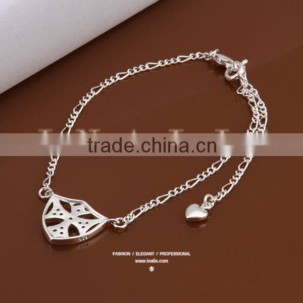 2014 little heart charm eco friendly silver baby anklet A003