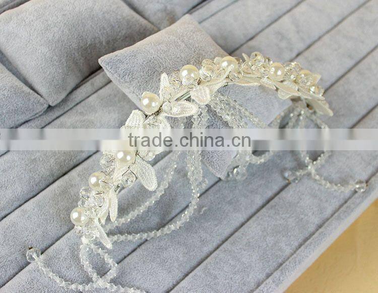 Women Wedding Party Hair Accessory Gold Headband Side Wave Metal Chain Headpiece Fashion Faux Pearl Beads Hair Jewelry Festival