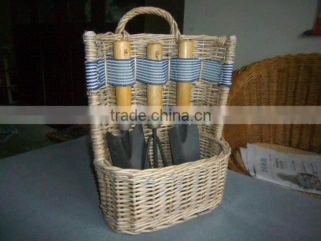 2013 new style green wicker garden tools basket for sale