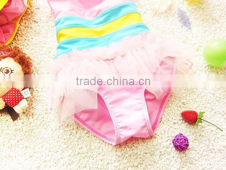 2016 New design kid swimming suit for one piece girl swimwear whoelsale kid bathing suit (S025)