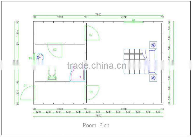 china made prefabrecated tiny house plan/one bedroom family house home/electric and water system pre-make home