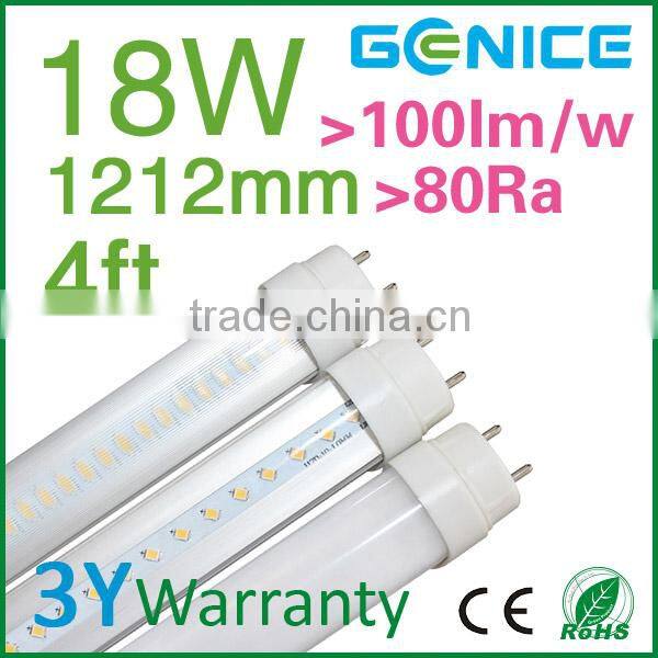 NO flicking smd2835 led tube lamp t8 18w 1800mm led tube light CE RoHS AC100-240V led