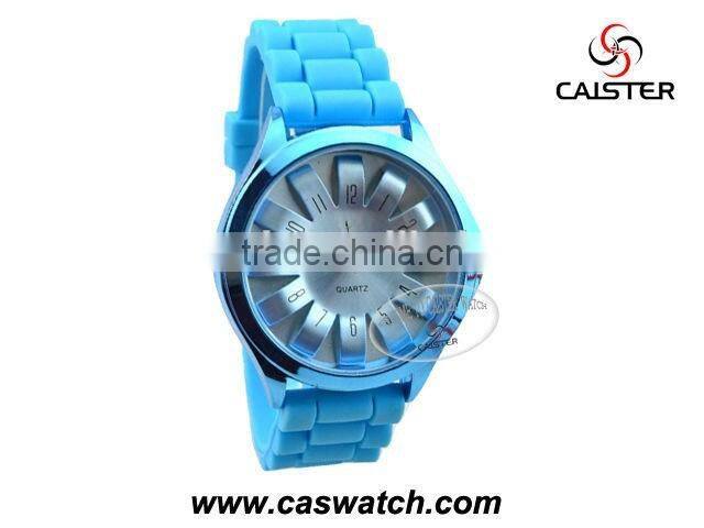 Trendy sunflower dial silicone watch, candy color 3D face jelly watch, girls boys hotfashion watch