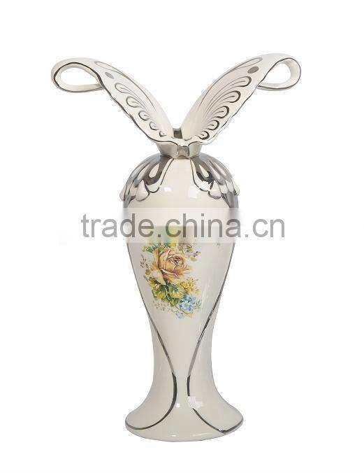 White diamond ceramic flower vase for wedding table decoration