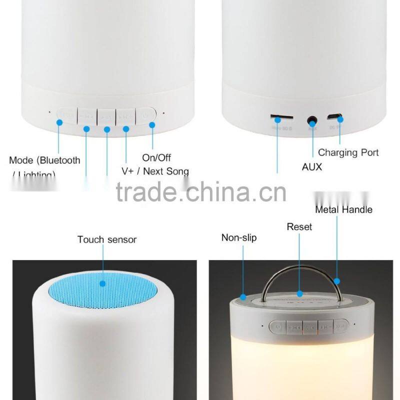 Color Changing Table Lamp Bluetooth Speaker Mini Portable With Memory Card