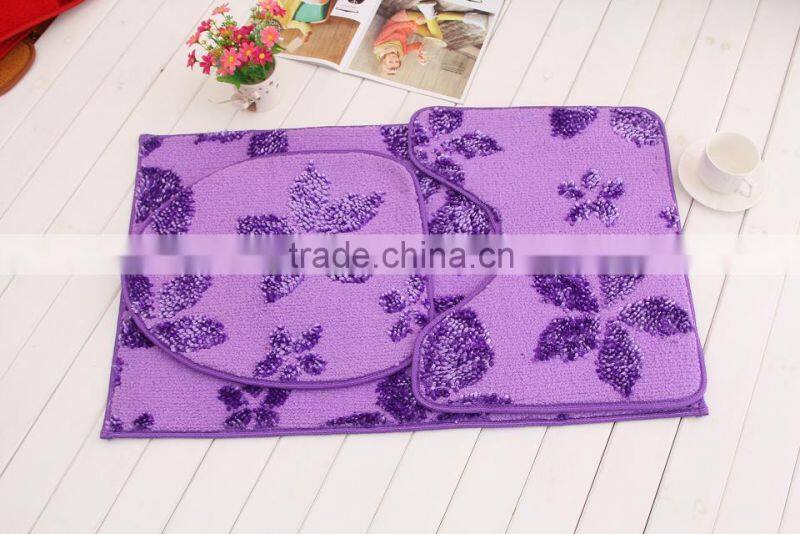 2015 New design 3D chenile bath mat 3 sets/printed mat 3sets/memory foam bath mat 3sets
