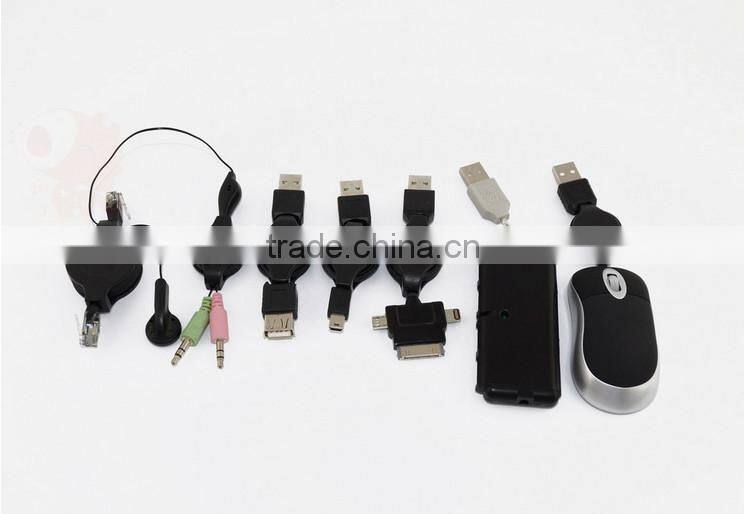 Portable Travel USB Kits Mobile Charger with Quality Black Bag as for Promotional Gifts