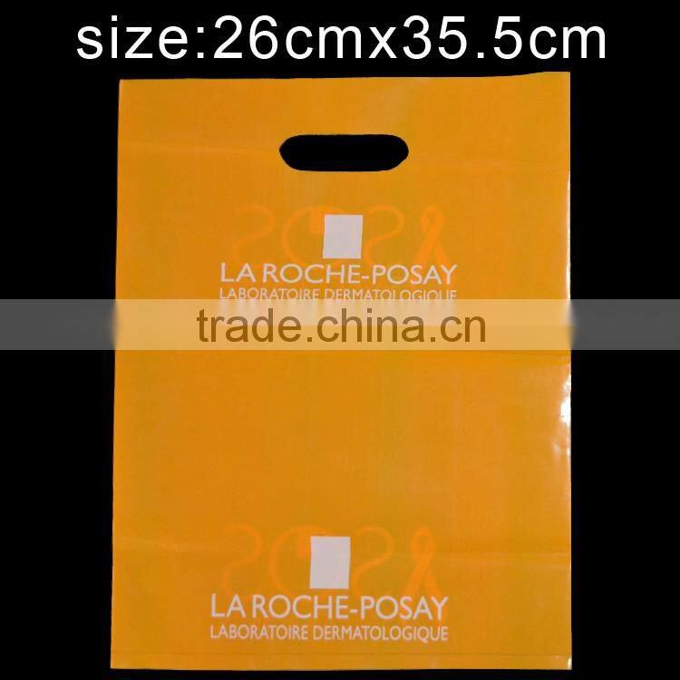 2 side printing colored ldpe plastic die cut bag for shopping