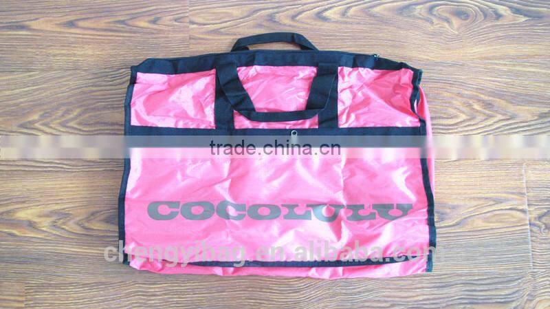big capacity girls pink foldable polyseter travel bag