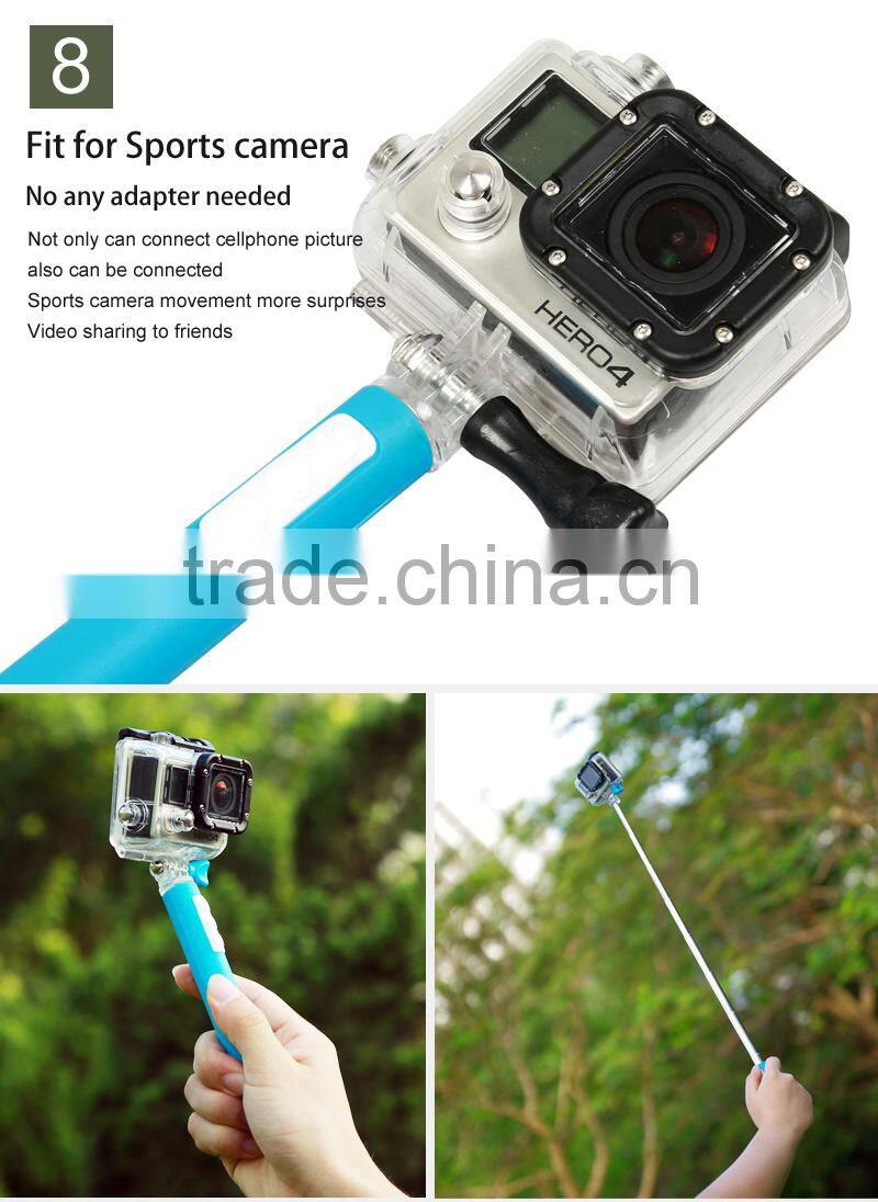 New design short selfie stick , wireless extendable portable mini camera tripod monopod