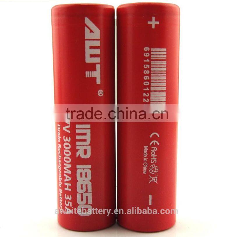 Hot selling AWT 18650 3000mah 35A 3.7v Subox mini kit vape mod box mod griffin rta philippines awt 18650