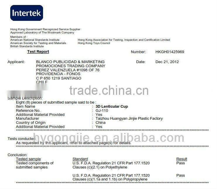 cartoon plastic pp lenticular cup with handle