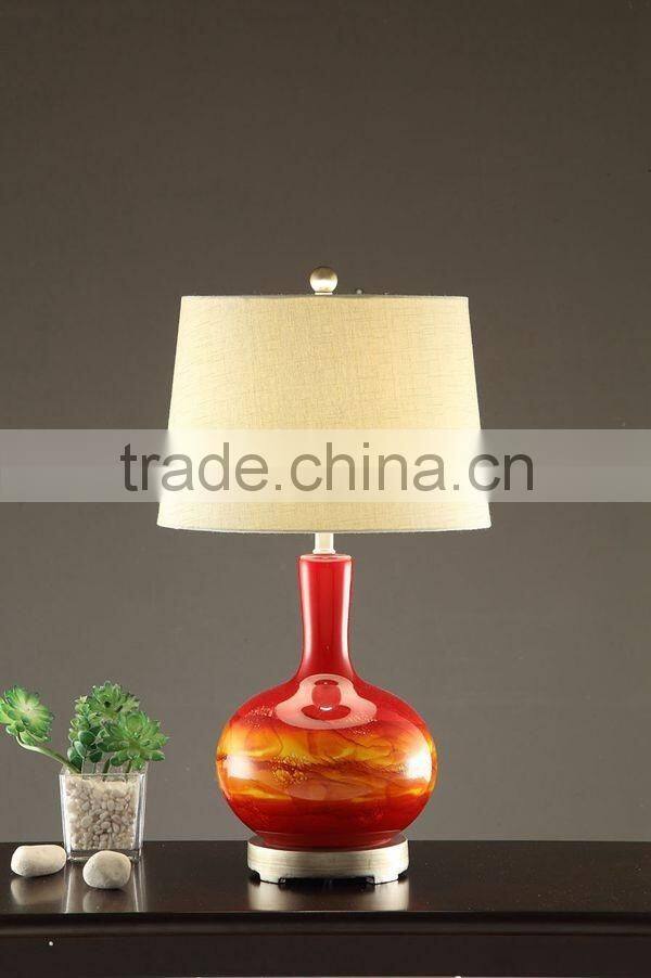 Exquisite colorful glass table lamp with empire lampshade