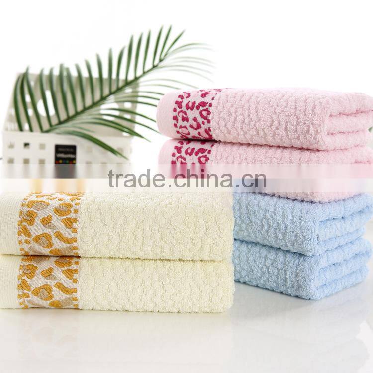 100% cotton jacquard towel,honeycomb leopard border jacquard towel