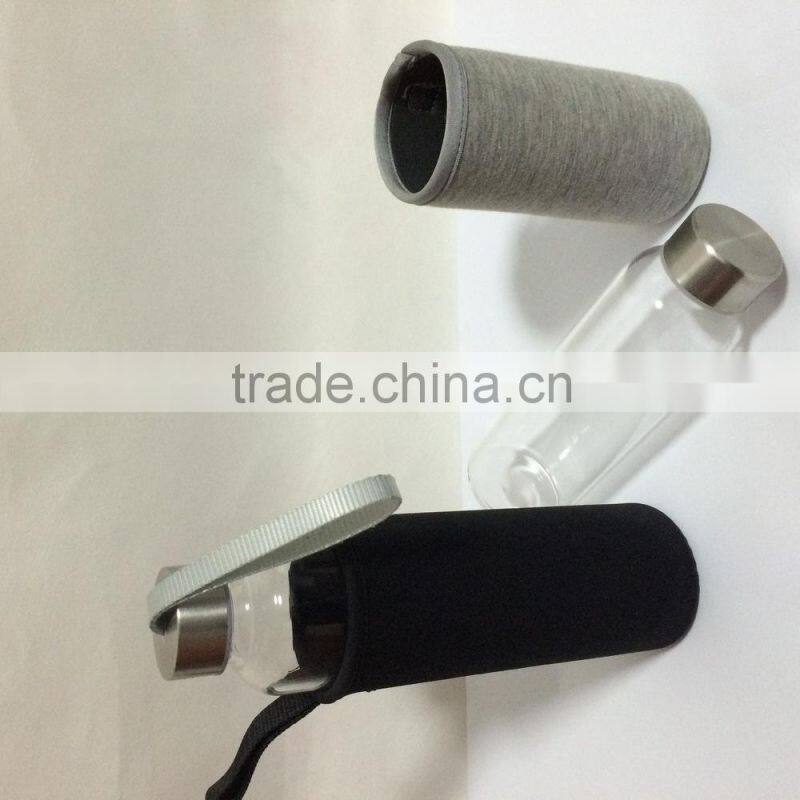 High Borosilicate Glass Bottles With portable Lid and neoprene Sleeve