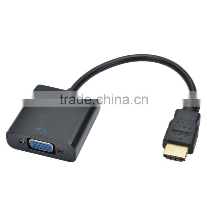 CHEERLINK HDMI Male to VGA Male Cable + Bisected Audio Cable Set - Black (22.5cm)