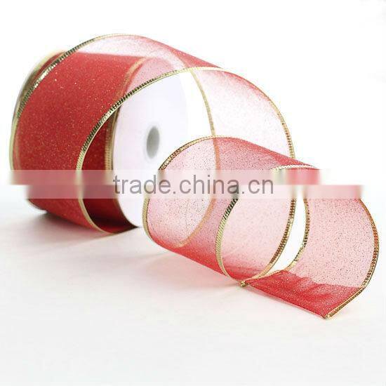 Christmas Organza Wired Ribbon for gift decoration