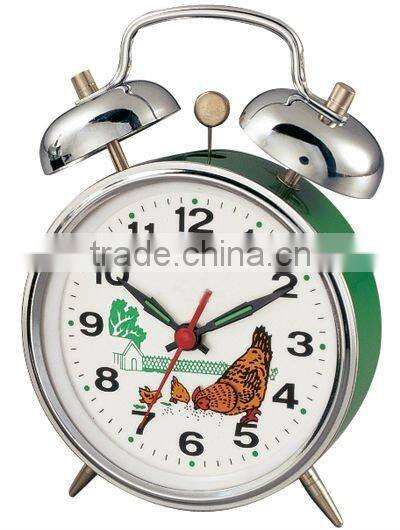 4 inch metal case mechanical alarm clock movement, desktop clock mechanism, bedside clock