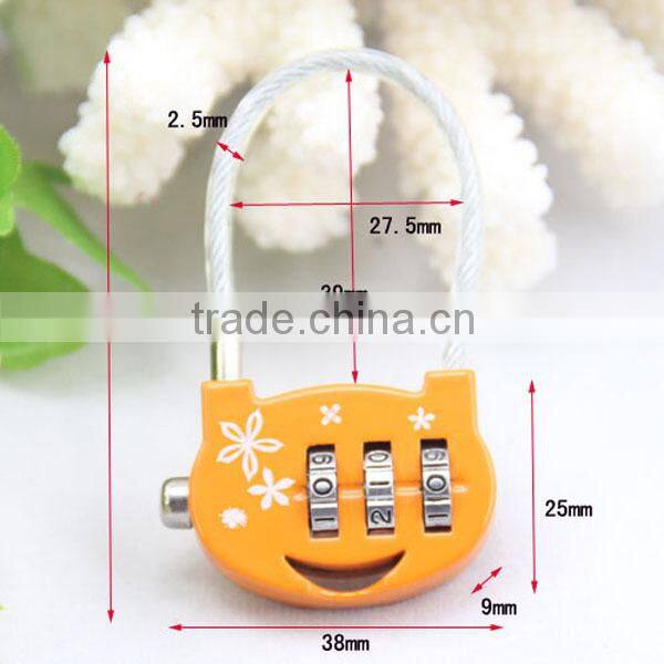 Hot sale 3 Digit Resettable Luggage Lock, Combination Padlock, Cable Lock CH-011