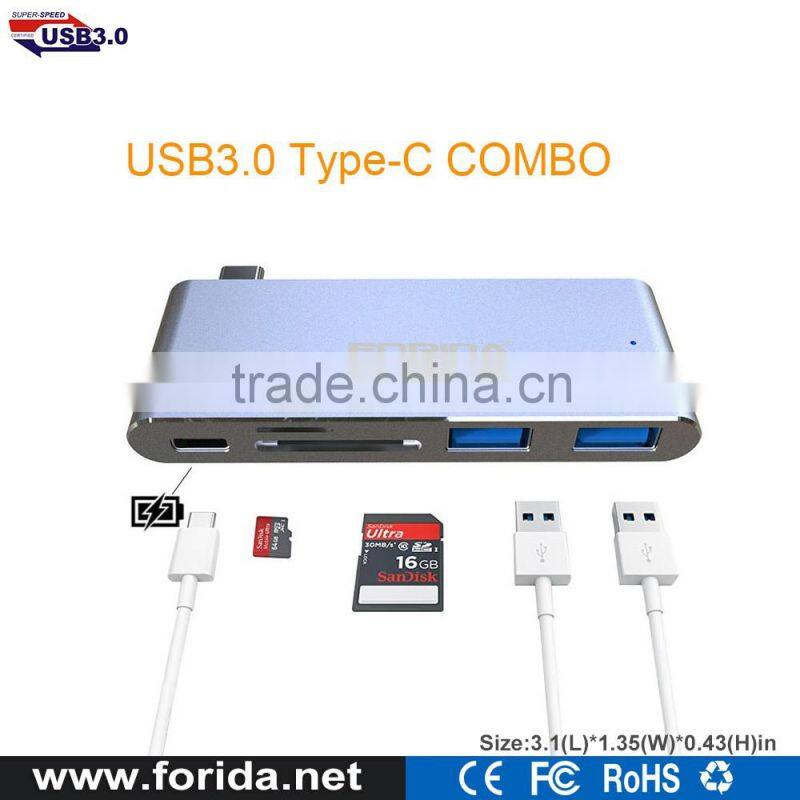 New design high quality Type C usb hub combo with card reader