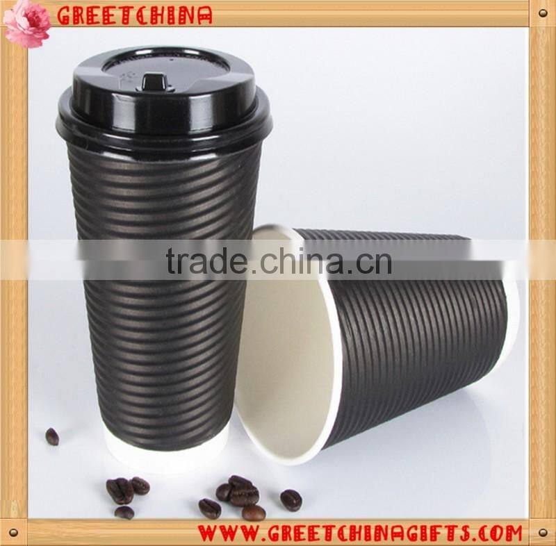 16 oz disposabl double layers insulated corrugated paper coffee cup