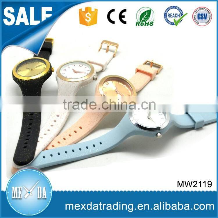 New arrival colourful silicone banded waterproof quartz lady watch