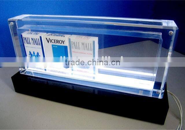 hot sale acrylic cigarette display boxes, led illuminated acrylic tabacco display case