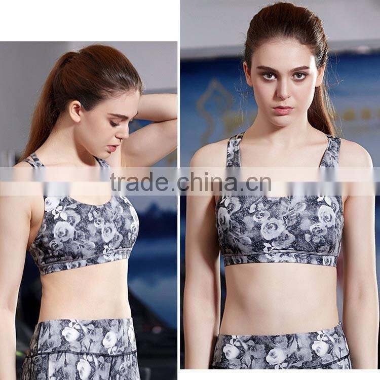 hot sex women's sport bra active wear custom sport bra pretty flower pattern bra sport girls
