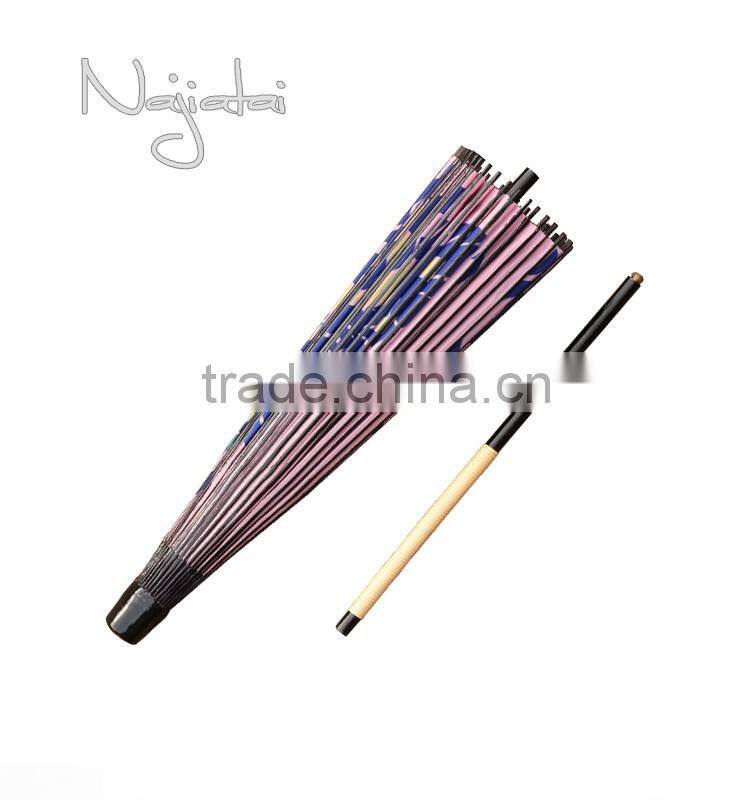 Peacock Pink Background Hand Painted Handmade Japanese Paper Umbrella