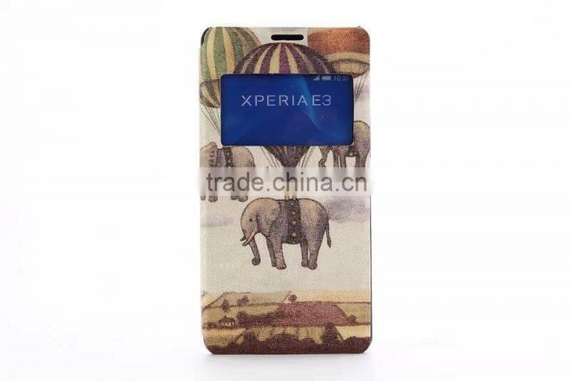 Water printing PU cell phone case For SONY E3