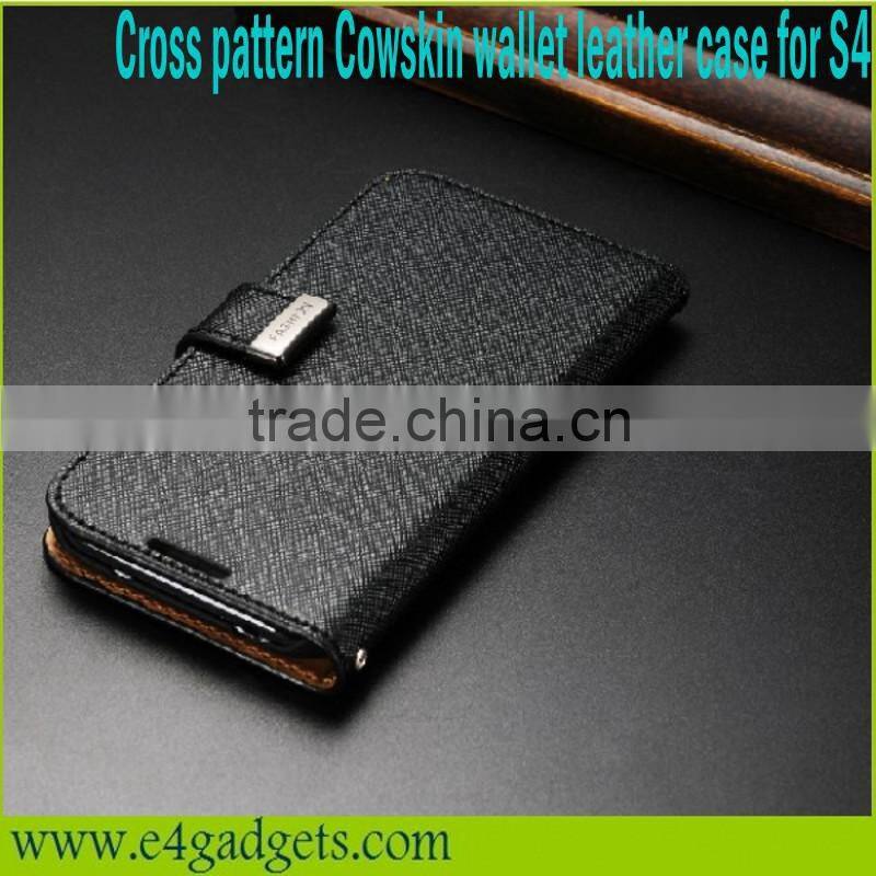 Genuine leather Cross pattern cover case for samsung galaxy s4 active i9295