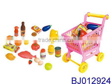 Fashion kid toy funny plastic shopping cart supermarket shopping trolley