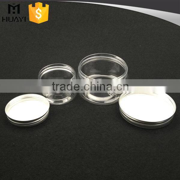 dry food/face cream/pomade seal PET plastic jar transparent with aluminium lids