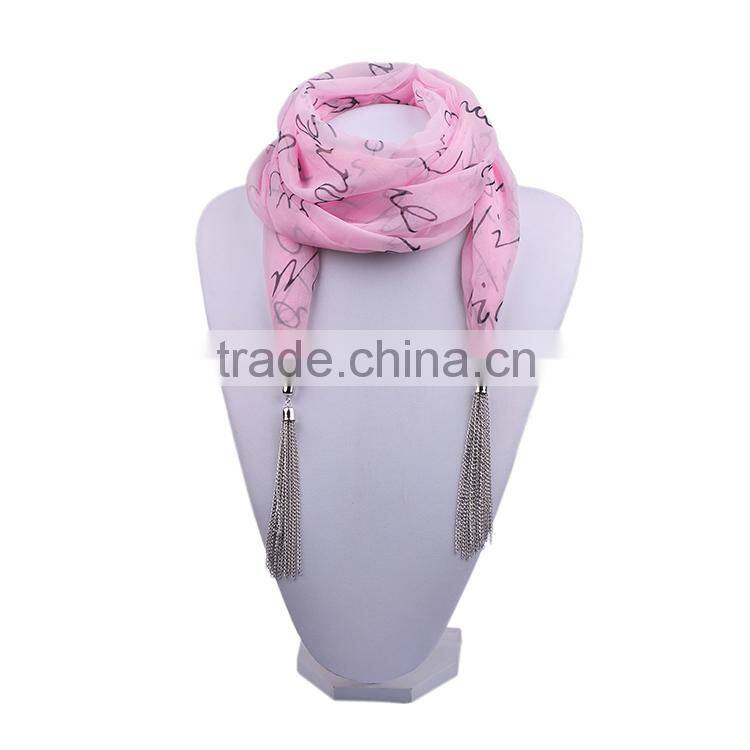 2016 Spring women new design jeweled scarf with pendant