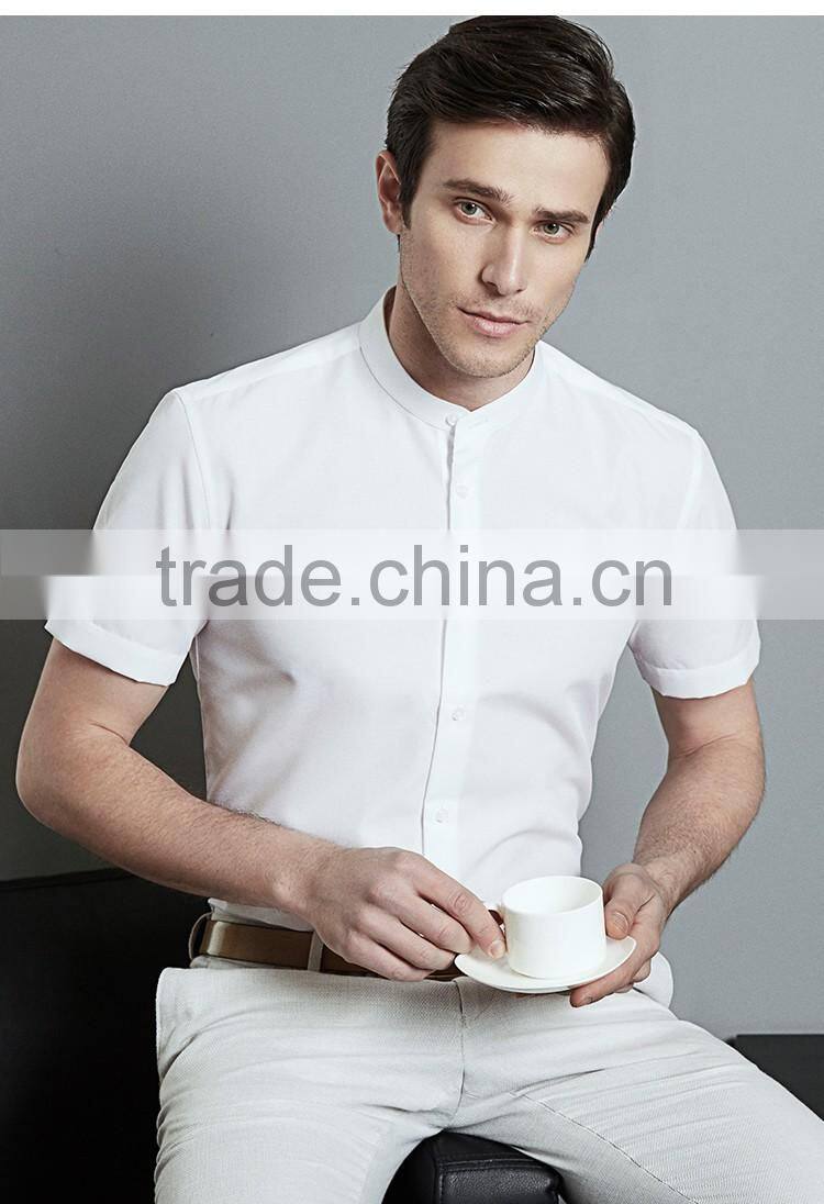 Men's Casual Business Short Neck Short Sleeve Cotton Shirts