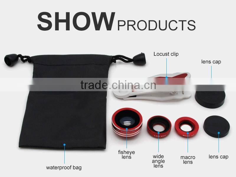 for iPhone iPad Samsung LG HTC Smartphone DSLR Lens 198 Degree Fisheye Lens Selfie Wide Lens 20X Macro Lens Clip Camera Lens