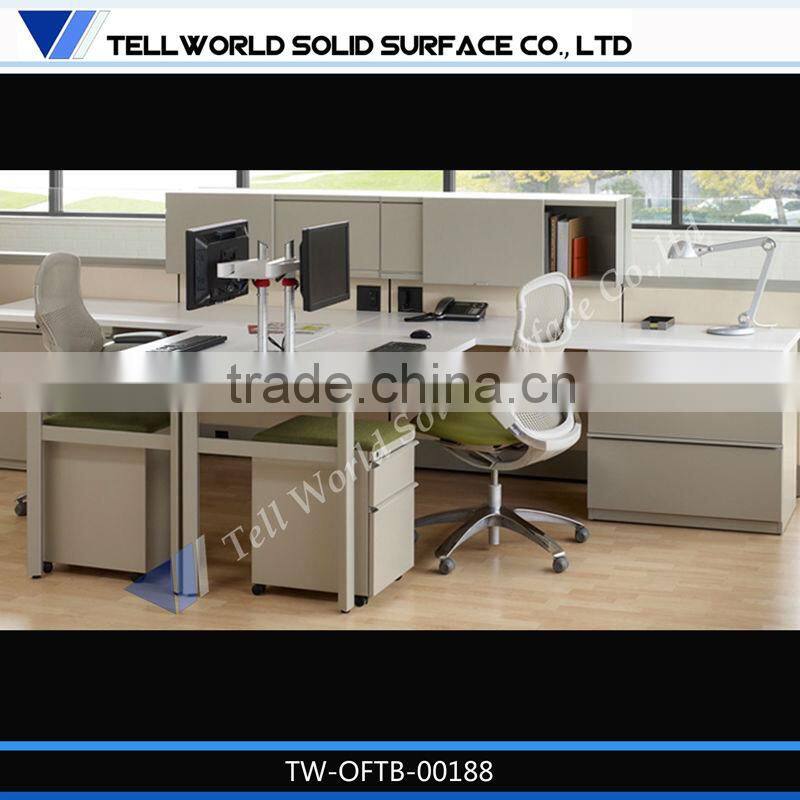 2014 modern white beautiful luxury commercial 2 people office desk furniture design for sale