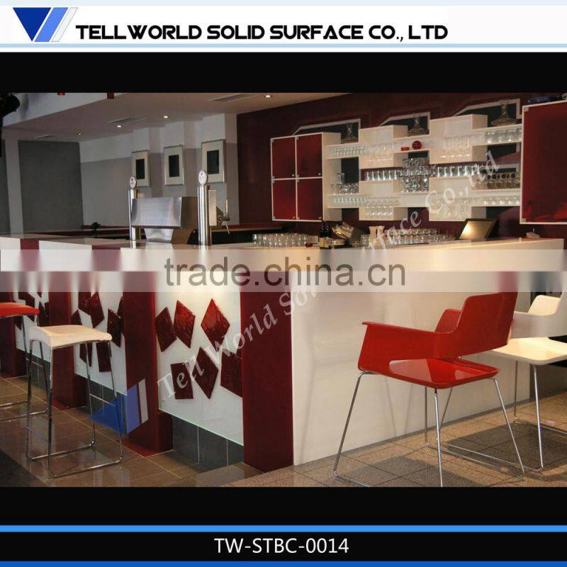 2014 hot sale modern novelty style luxury beauty artificial marble bar counter design