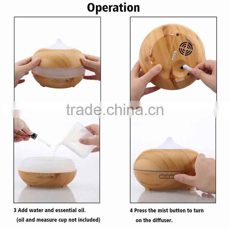 300ml Anion Ultrasonic Aromatherapy Wood Grain Aroma Diffuser For Yoga Room