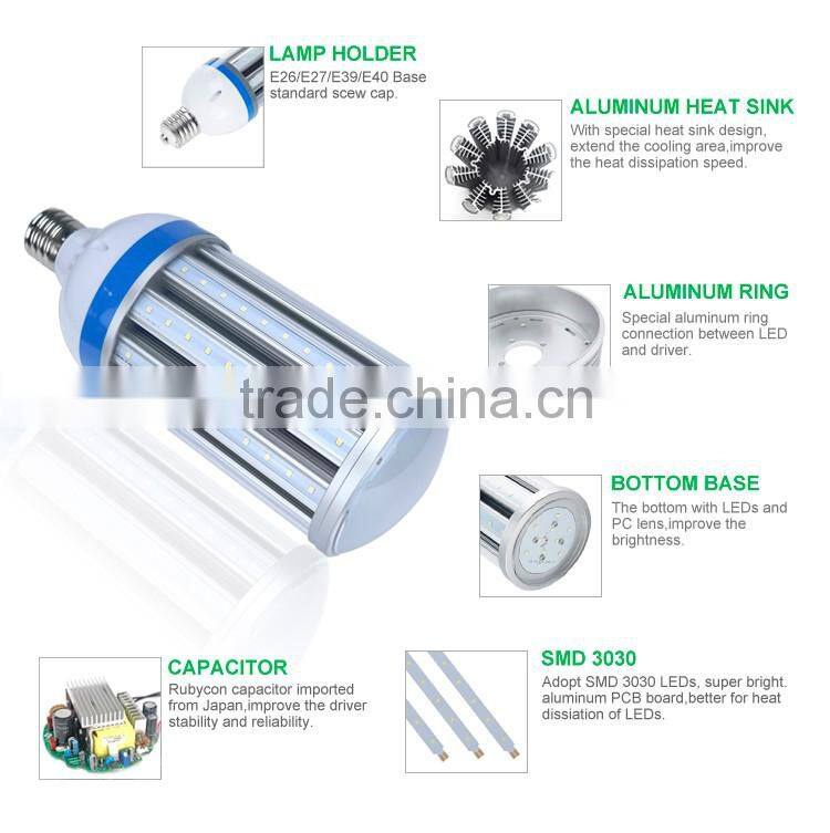DLC ETL UL Approved Waterproof LED Corn Lamp 45W with LEDs and Rubycon Capacitors, Retrofit IP64 UL approved led corn bulb