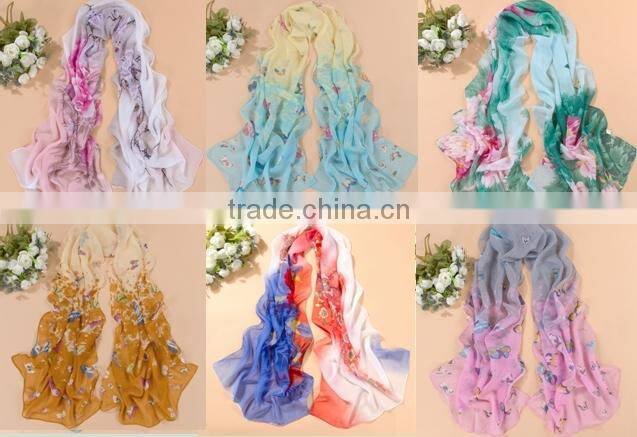 2015 new fashion women ployester shawl wrap scarf Sea cucumber pattern scarives