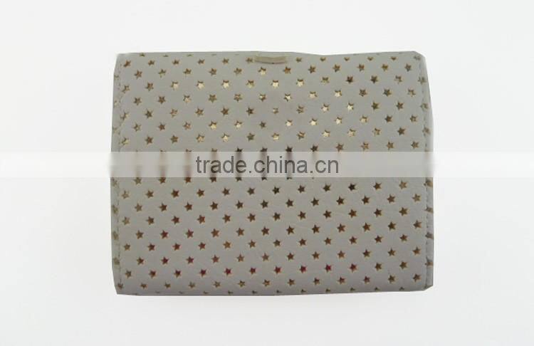 Ladies small fashion purse with craftwork punching star outside little elegance wallets fancy moeny bag